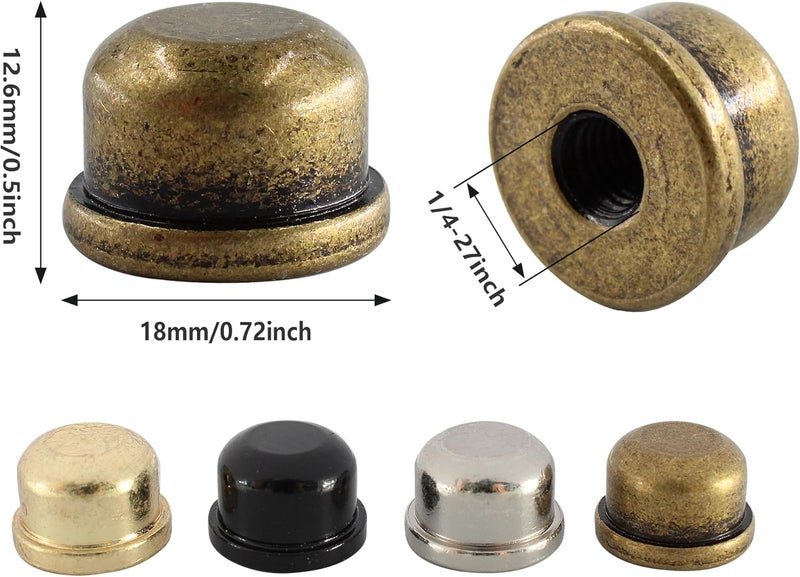 AUXBC 4PCS Solid Lamp Finials Caps Tapped, Knob On Top of The Harp Lampshade Stand, Harp Lamp Finial Knob, 1/2 inch Tall, Bronze - Image 2